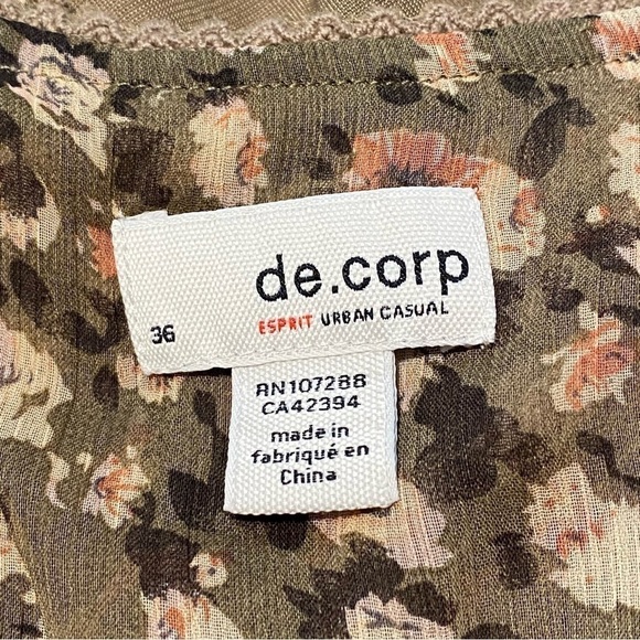 Esprit Urban Casual Floral Flare Midi Dress V-neck Boho Sheer Sleeves Lined 6 - Picture 10 of 16